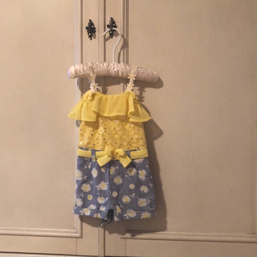 12M yellow and denim daisy jumper